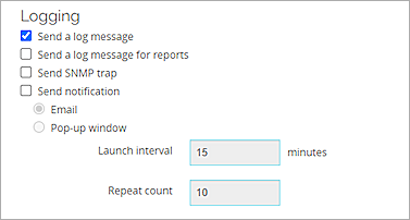 Screenshot of the Logging dialog box in Firebox Cloud